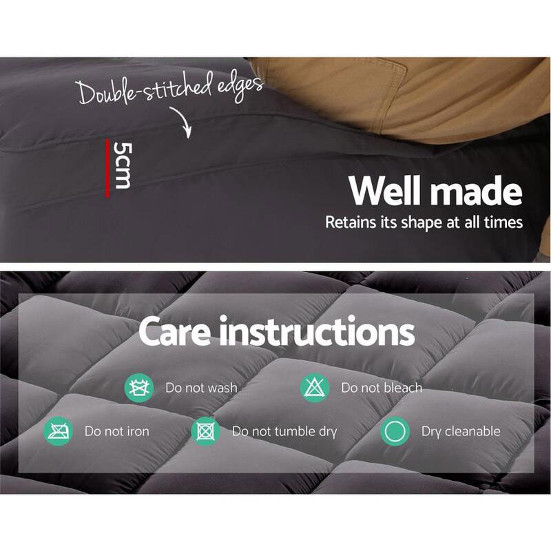 Bamboo Pillowtop Mattress Topper Charcoal Double - Image 3