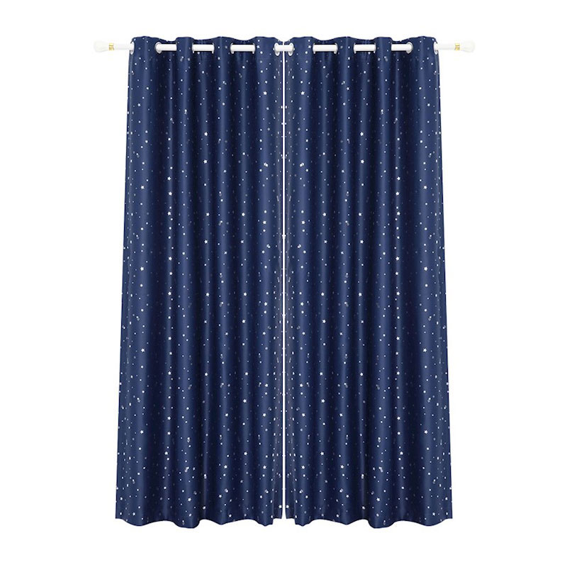 Blockout Eyelet Star Curtains Navy Blue