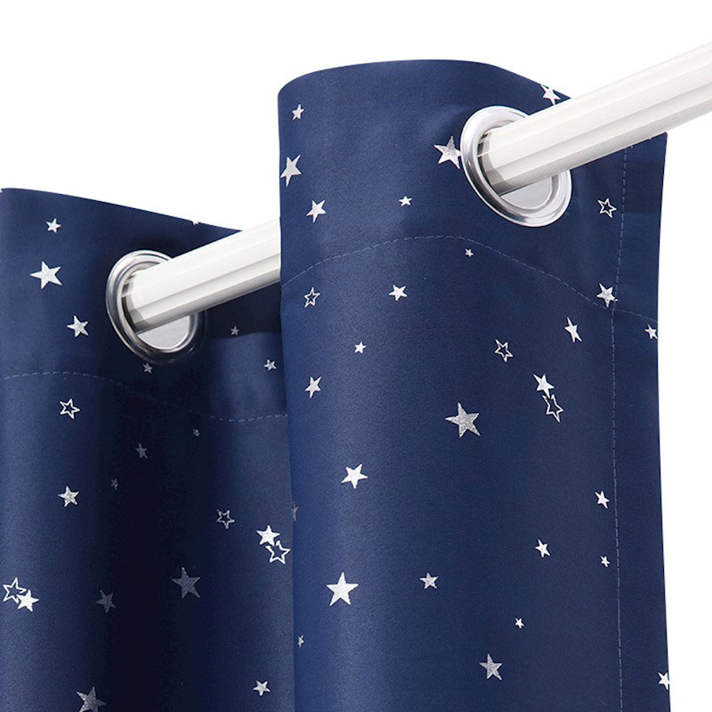 Blockout Eyelet Star Curtains Navy Blue - Image 6