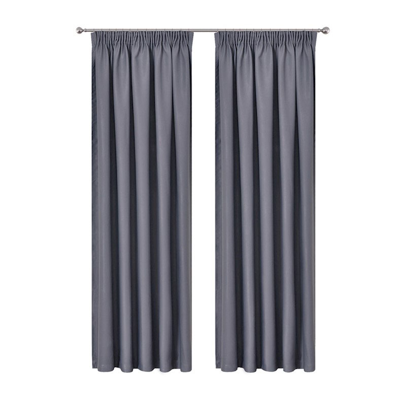 Blockout Pinch Pleat Curtains Dark Grey