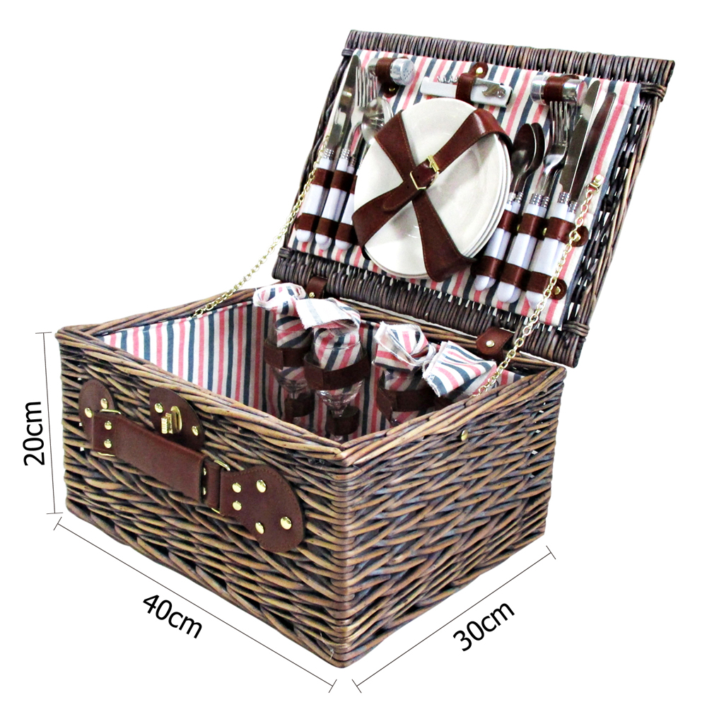 Picnic Basket 4 Person Wicker With Blanket - Image 2