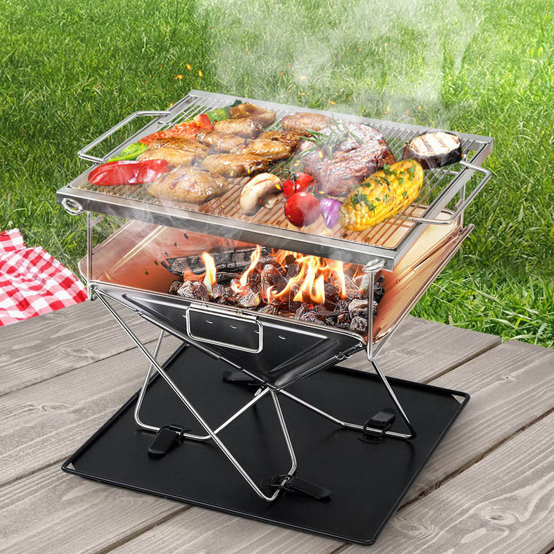 Portable Fire Pit BBQ 42 x 34cm Foldable With Carry Bag - Image 3