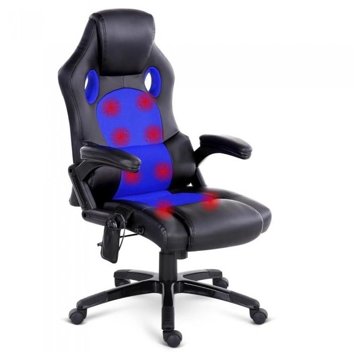 Racer Massage & Heating Office Chair Blue