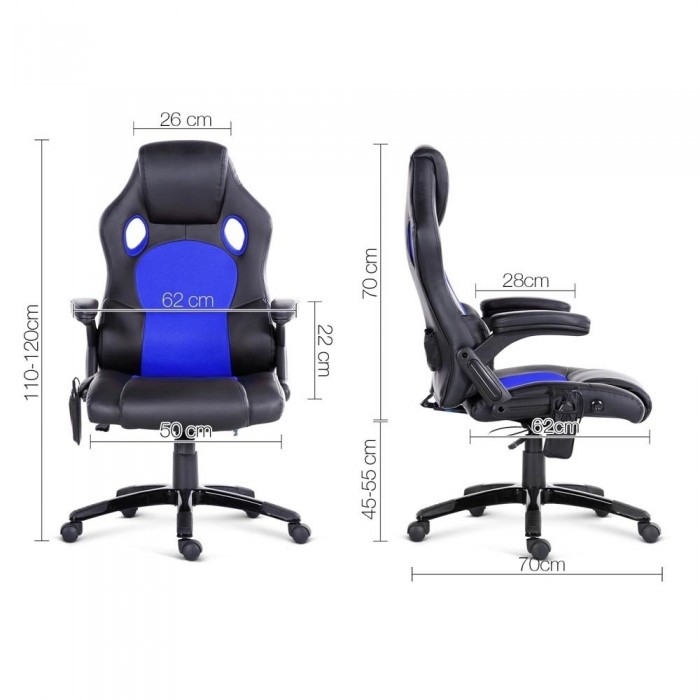 Racer Massage & Heating Office Chair Blue - Image 2