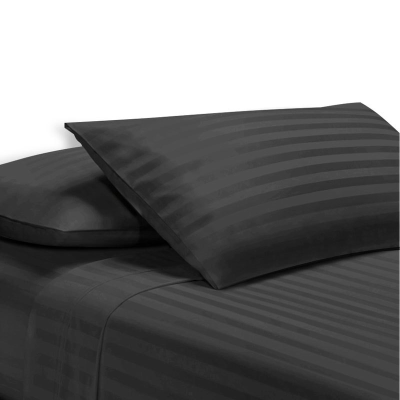 Sheet Set Luxury 2000TC Microfibre Cotton Satin Black