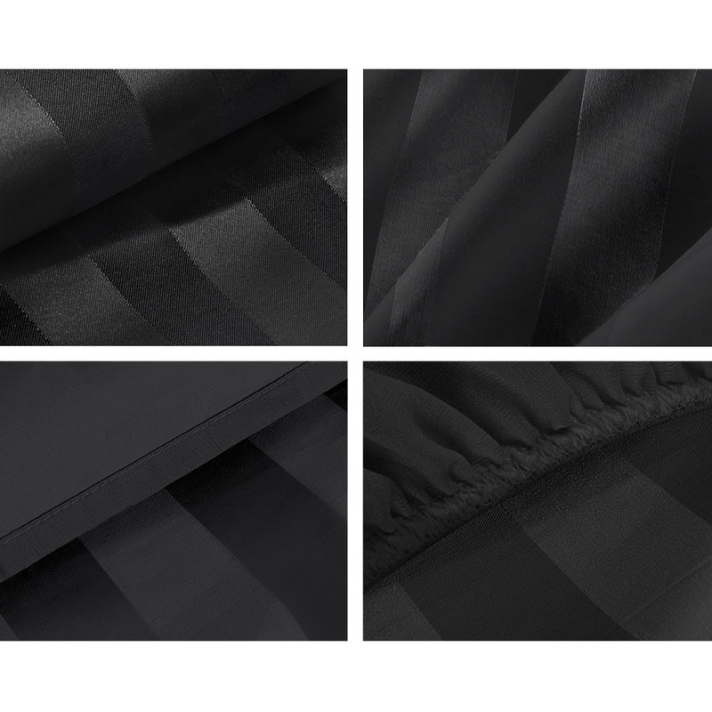 Sheet Set Luxury 2000TC Microfibre Cotton Satin Black - Image 2