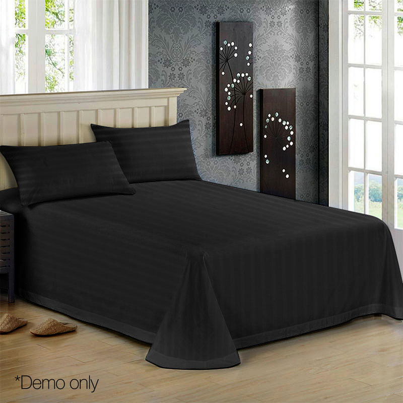 Sheet Set Luxury 2000TC Microfibre Cotton Satin Black - Image 3
