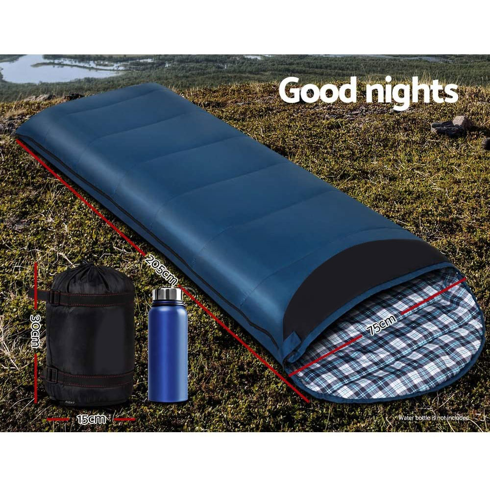Sleeping Bag Light Thermal Navy Blue Single - Image 2