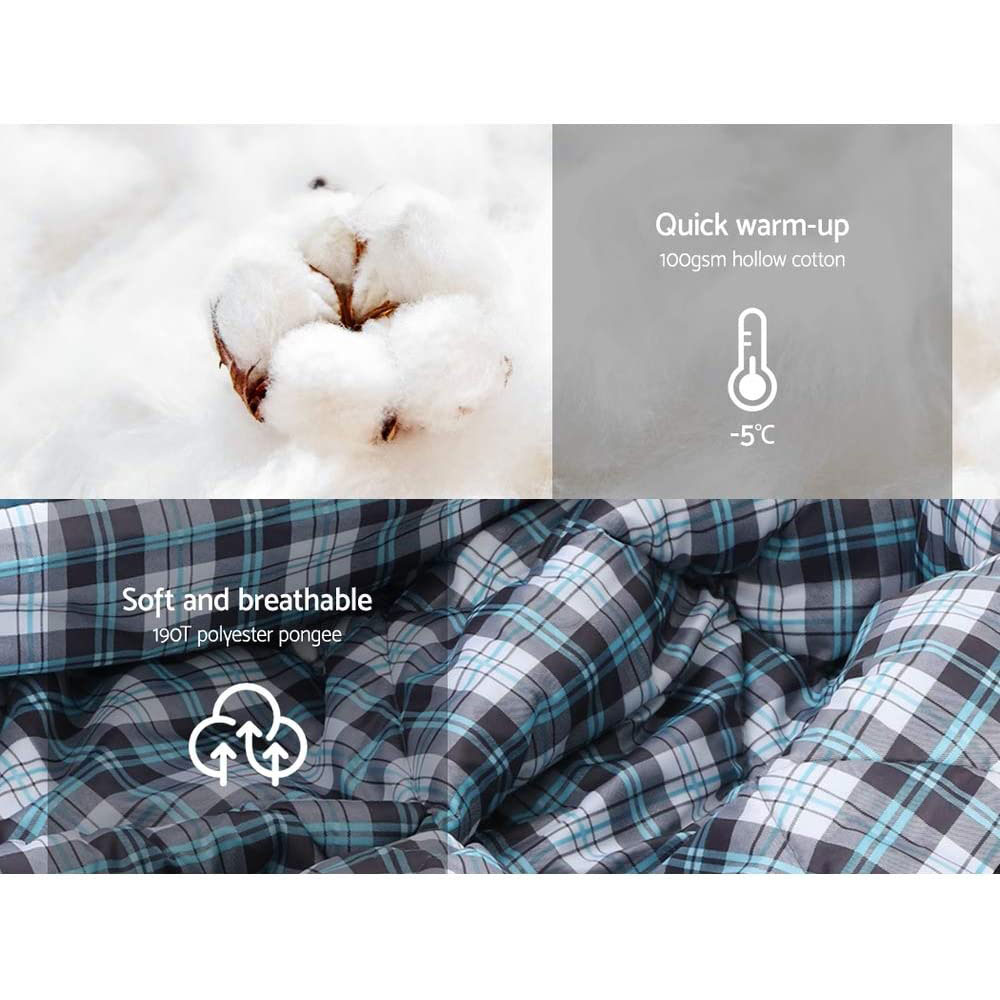 Sleeping Bag Light Thermal Navy Blue Single - Image 5