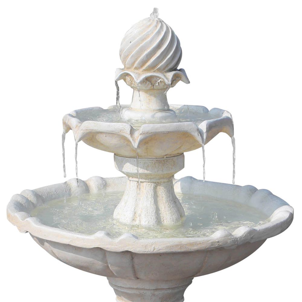Solar Fountain 3 Tier Beige Classic Birdbath - Image 4