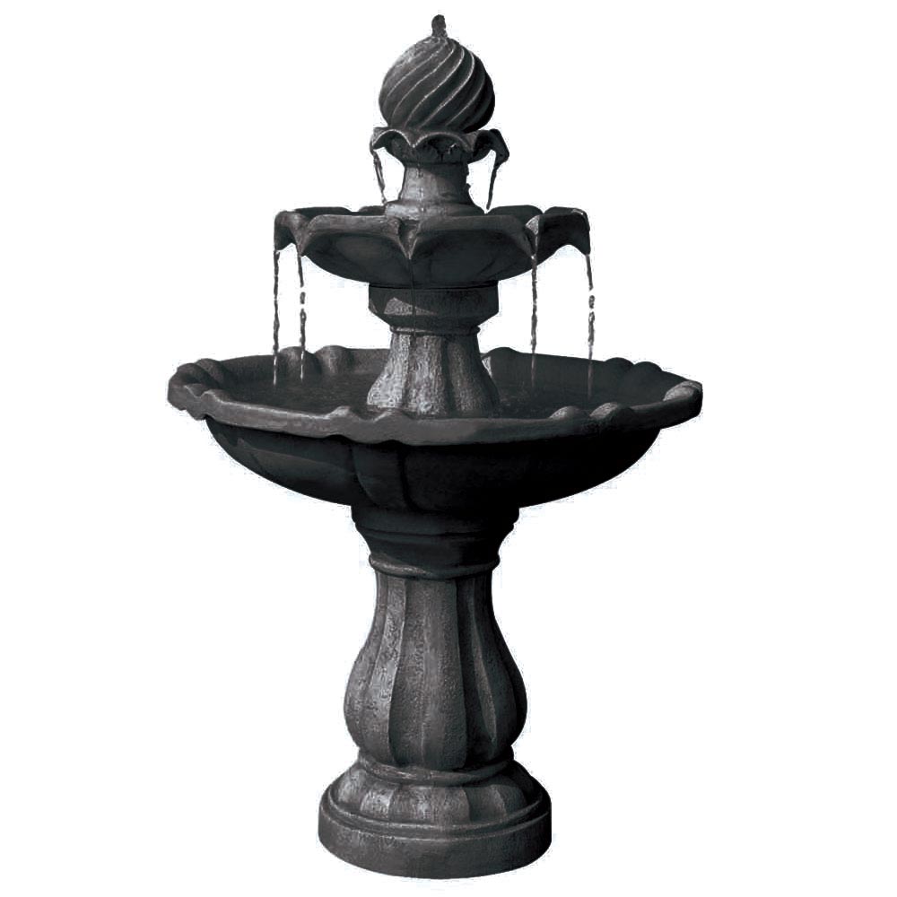 Solar Fountain 3 Tier Black Classic Birdbath