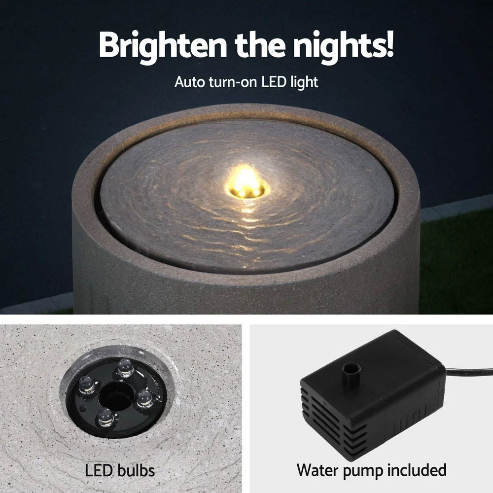 Solar Fountain LED Grey Water Feature - Image 5