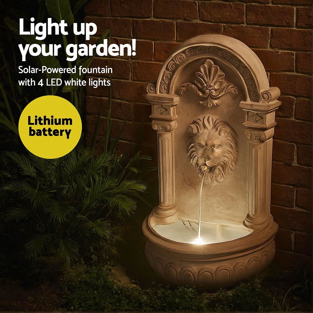 Solar Fountain Wall Feature Lion - Image 5